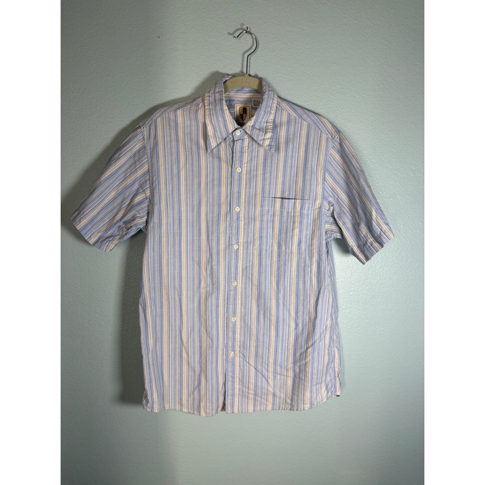 VTG DaVinci Mens S Striped Long Sleeve Button Down Shirt 90s Hong Kong Cotton